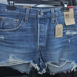 Levi's Distressed Blue Jean Shorts